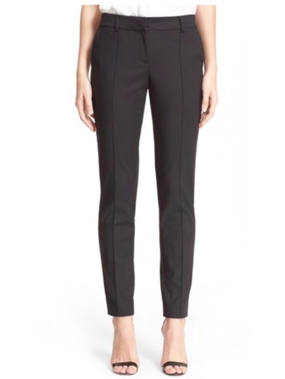 St. John 'Jennifer' Black Pintuck Ankle Pants Dress Slacks Size 12